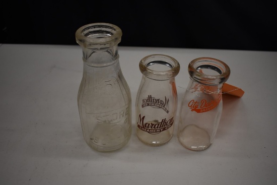 VARIOUS CITY DAIRY, MARATHON AND UNIVERSAL MILK BOTTLES,