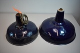(2) METAL AND PORCELAIN COBALT BLUE OUTDOOR SERVICE