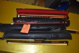 (4) ASSORTED POOL CUES IN CASES