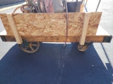 ANTIQUE NUTTING CAST IRON AND WOOD INDUSTRIAL CART,