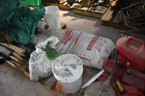 SKID W/(2) PARTIAL BAGS OF GROSS SEED & (1) BAG 16# VERMIALITE