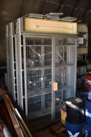 (3) LIGHTED DISPLAY CAGES/CASES, GLASS DOORS,