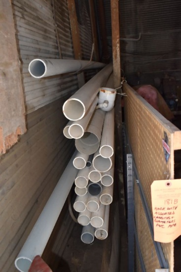 RACK W/ASSORTED LENGTHS & DIAMETERS PVC PIPE