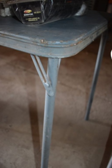GRAY FOLDING TABLE, CUSHIONED TOP, 28"H X 48"L X 24"W,