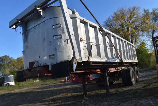 ALUMINUM DUMP BOX, APPROX. 22' LONG, TANDEM AXLE