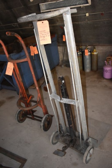ALUMINUM HAND TRUCK/LIFT W/FOOT CONTROL, BASE PLATE
