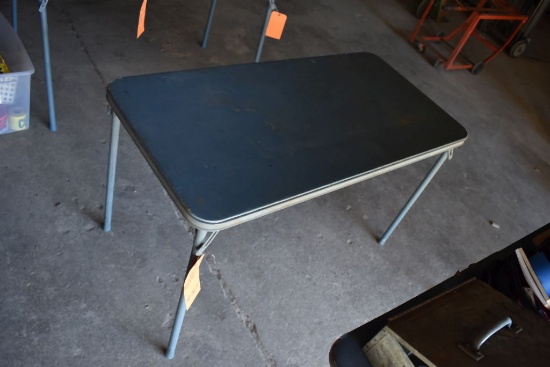 GRAY FOLDING TABLE, CUSHIONED TOP, 28"H X 48"W X 24"D