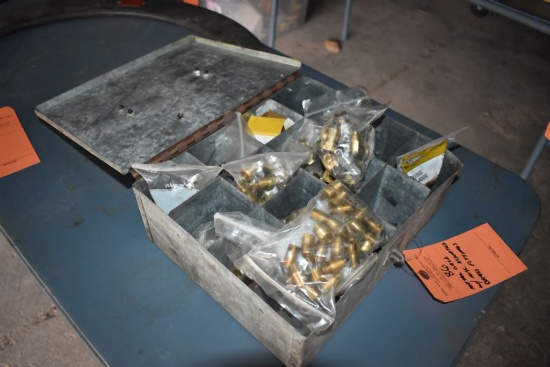 METAL CASE W/MISC. ASSORTED BRASS FITTINGS
