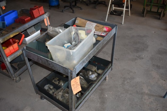 METAL SHOP CART W/MISC. CONTENTS: HARDWARE, GAUGE