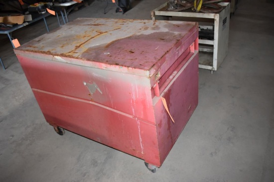 JOB BOX ON CASTERS, RED, 4'W X 30"D X 37"H