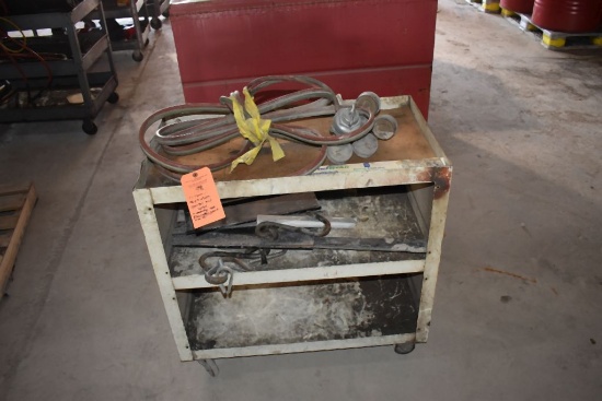 OXYGEN/ACETYLENE GAUGES, HOSE, WELDING ROD, MISC.,