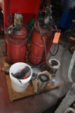 SKID W/2 PNEUMATIC GREASE PUMPS, FILTERS, BUCKET OF