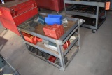 METAL SHOP CART W/BINS, MOST ARE EMPTY,