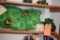 PLASTIC BIG TIRE TOY JOHN DEERE TRUCK AND JOHN DEERE THROW