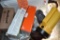 MISC. HARDWARE BIN; LIGHT BULBS, CHAIR PADS, ETC.