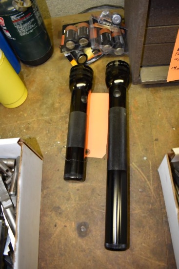 MAGLITE FLASHLIGHTS, 10" AND 15" WITH EXTRA BATTERIES