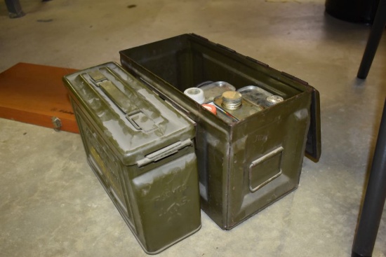 (2) U.S. ARMY AMMO BOXES WITH CONTENTS, .30M1 AND .50M2