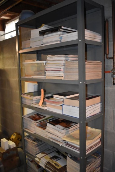HEAVY DUTY METAL SHELVING UNIT WITH CONTENTS; BOOKS AND