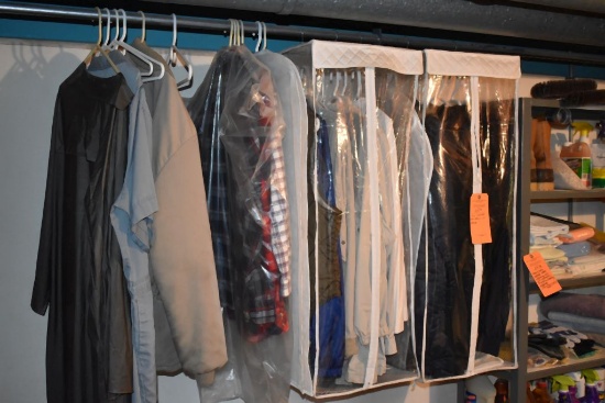 ALL CLOTHES ON RACK AND IN BAGS