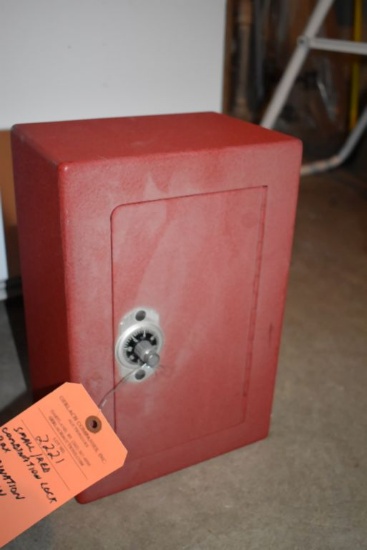 SMALL RED COMBINATION LOCK BOX, COMBINATION UNKNOWN