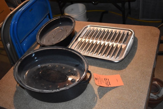 LARGE AND SMALL ROASTING PANS, BROILER PAN