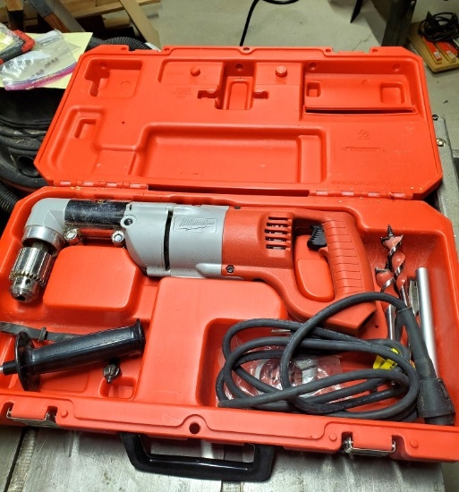 MILWAUKEE 1/2" RIGHT ANGLE CORDED DRILL, "D" HANDLE,