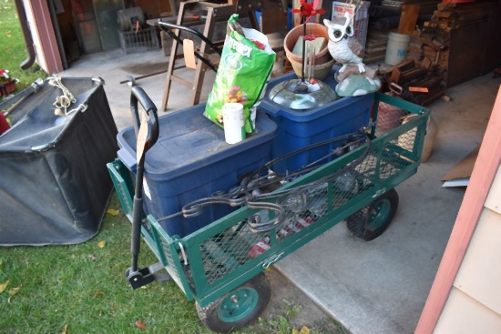 GREEN GARDEN CART ON RUBBER WHEELS (NEED AIR),