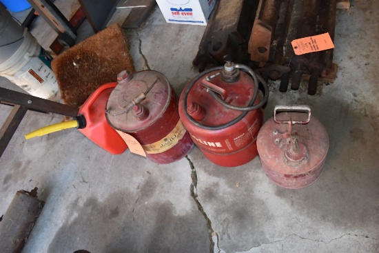 (4) ASSORTED METAL AND PLASTIC FUEL CANS