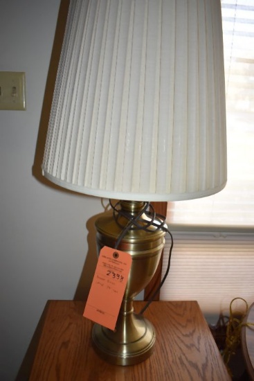 BRASS BASE LAMP, 34" TALL