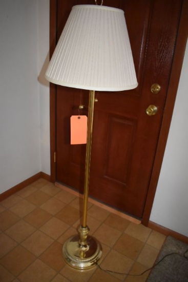 BRASS BASE FLOOR LAMP, 60" TALL