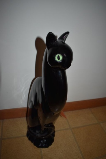 VINTAGE ROYAL HAEGER CERAMIC BLACK CAT WITH WINKING EYE,