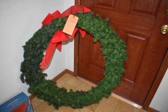 PINE GREENS' WREATH, 40" DIAMETER WITH LIGHTS
