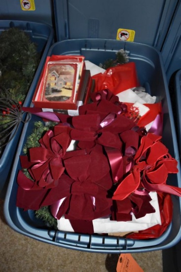 BIN WITH MISC. CHRISTMAS DECORATIONS