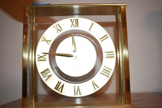 BOLOVA GOLD/GLASS CLOCK, BATTERY OPERATED