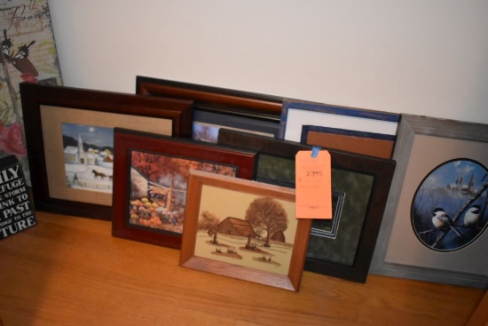 (9) MISC. SIZED FRAMED ART PIECES