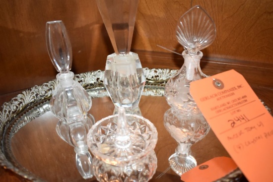 MIRROR TRAY WITH (4) CRYSTAL PIECES