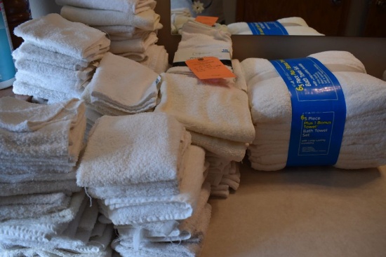 WHITE WASH CLOTHS, TOWELS, HAND AND BATH