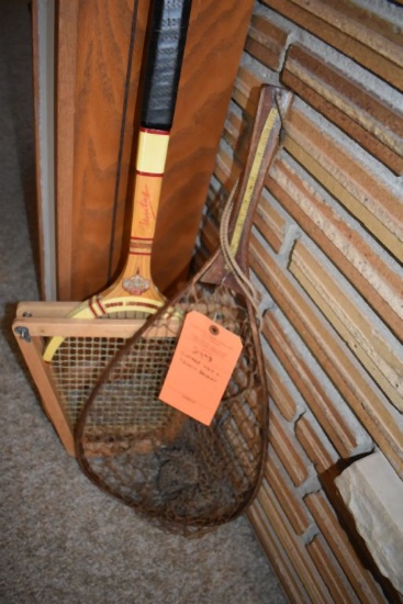 VINTAGE NET AND TENNIS RACKET