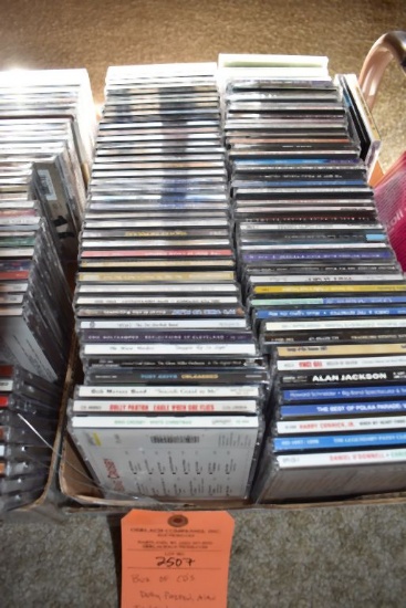 BOX OF CD'S; DOLLY PARTON ALAN JACKSON, ETC.