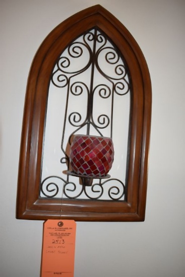 WOOD AND METAL CANDLE SCONCE