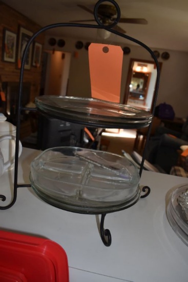 TWO TIER DISPLAY - INCLUDES PLATES, NUT CRACKER AND DISH
