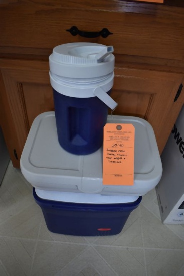 RUBBERMAID COOLER, ALADDIN HEAT KEEPER AND THERMOS