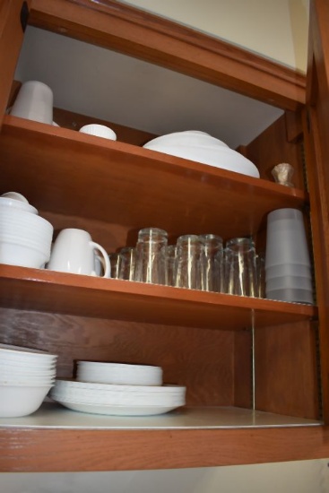 PLATES, BOWLS, CUPS AND GLASSES IN THIS CUPBOARD