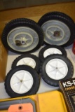 BOX WITH (6) HARD RUBBER WHEELS, (2) 10 1/2
