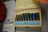 SET OF ROUTER BITS IN WOOD CASE