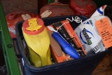 BIN OF ASSORTED FERTILIZER, ANT KILLER AND SPREADER