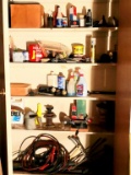 CONTENTS OF CLOSET; JUMPER CABLES, SPEAKERS,