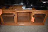 OAK ENTERTAINMENT CENTER, TWO GLASS DOORS,