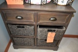 BROWN WOODEN CABINET WITH TWO DRAWERS AND