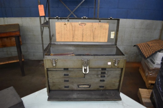 CRAFTSMAN TOOL BOX WITH CONTENTS, FILES, RATCHET,